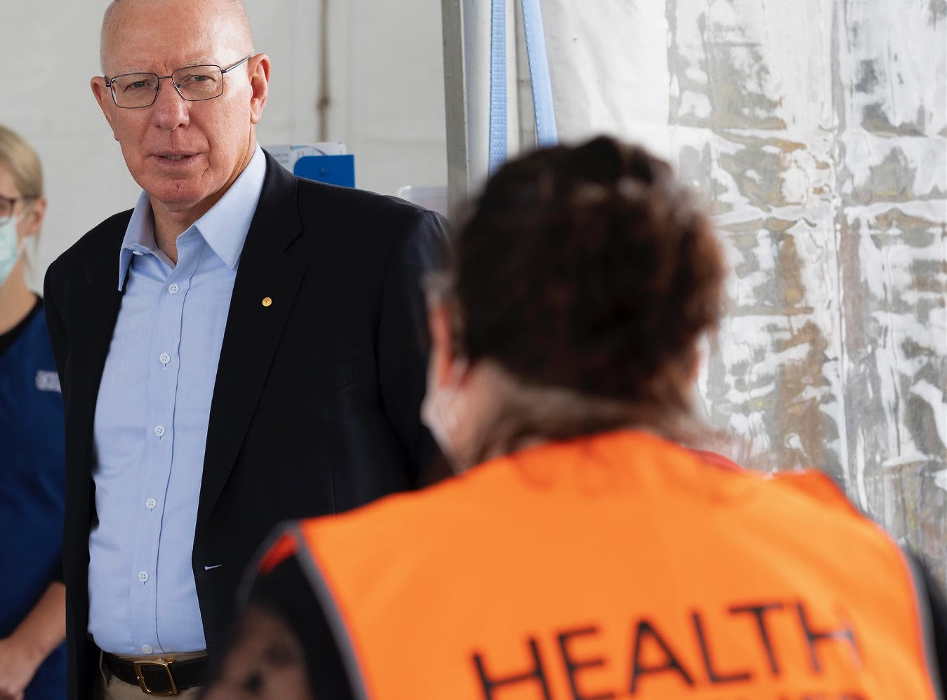 Governor-General with a COVID-19 frontline worker