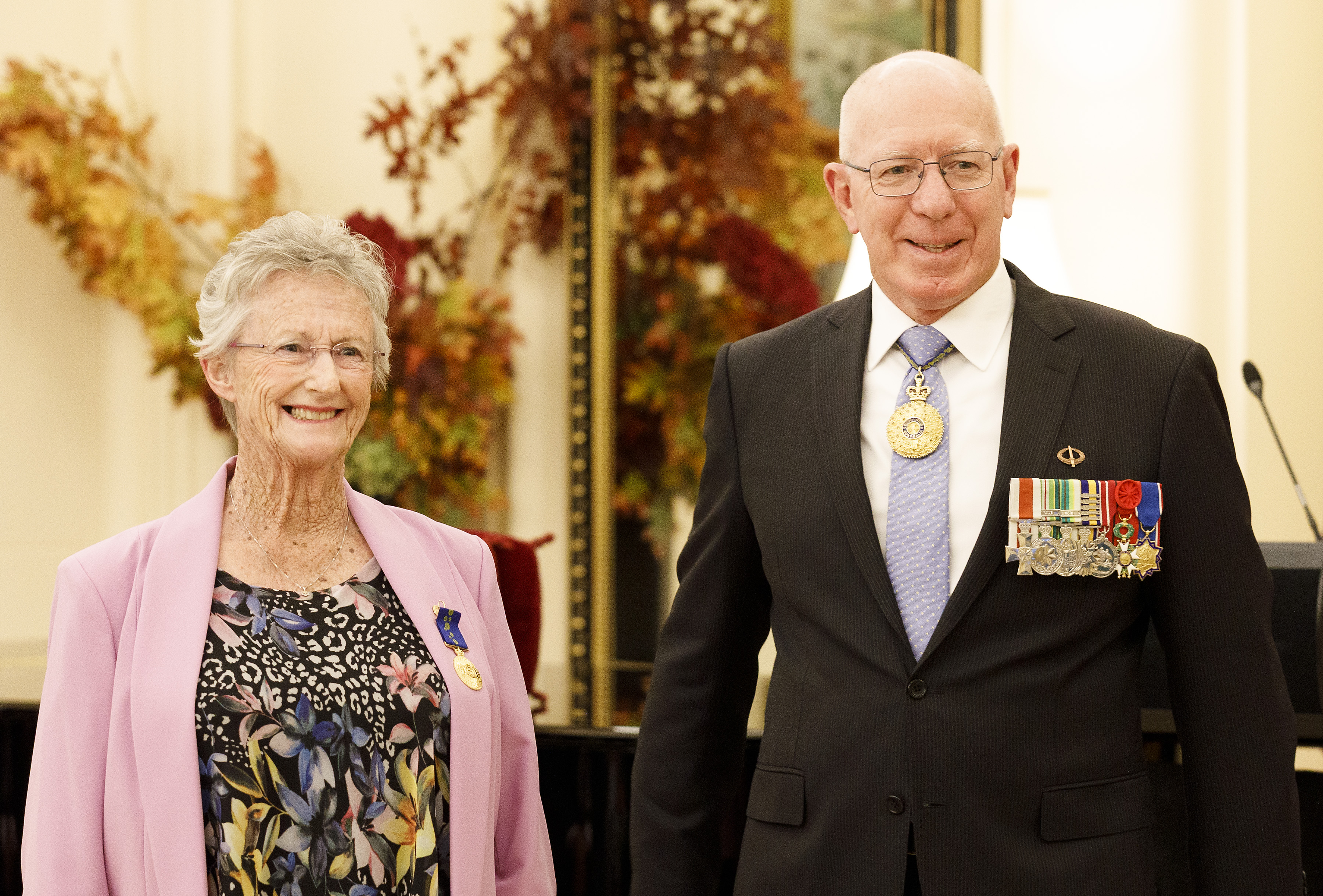 Ms Coralie Amos OAM poses with the Governor-General