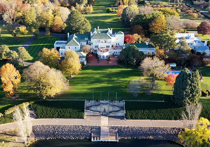 An aerial shot of Government House