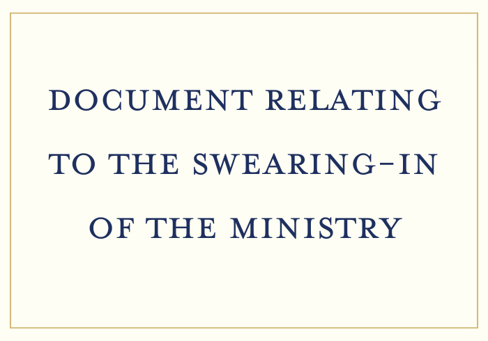 Swearing In Of The Ministry