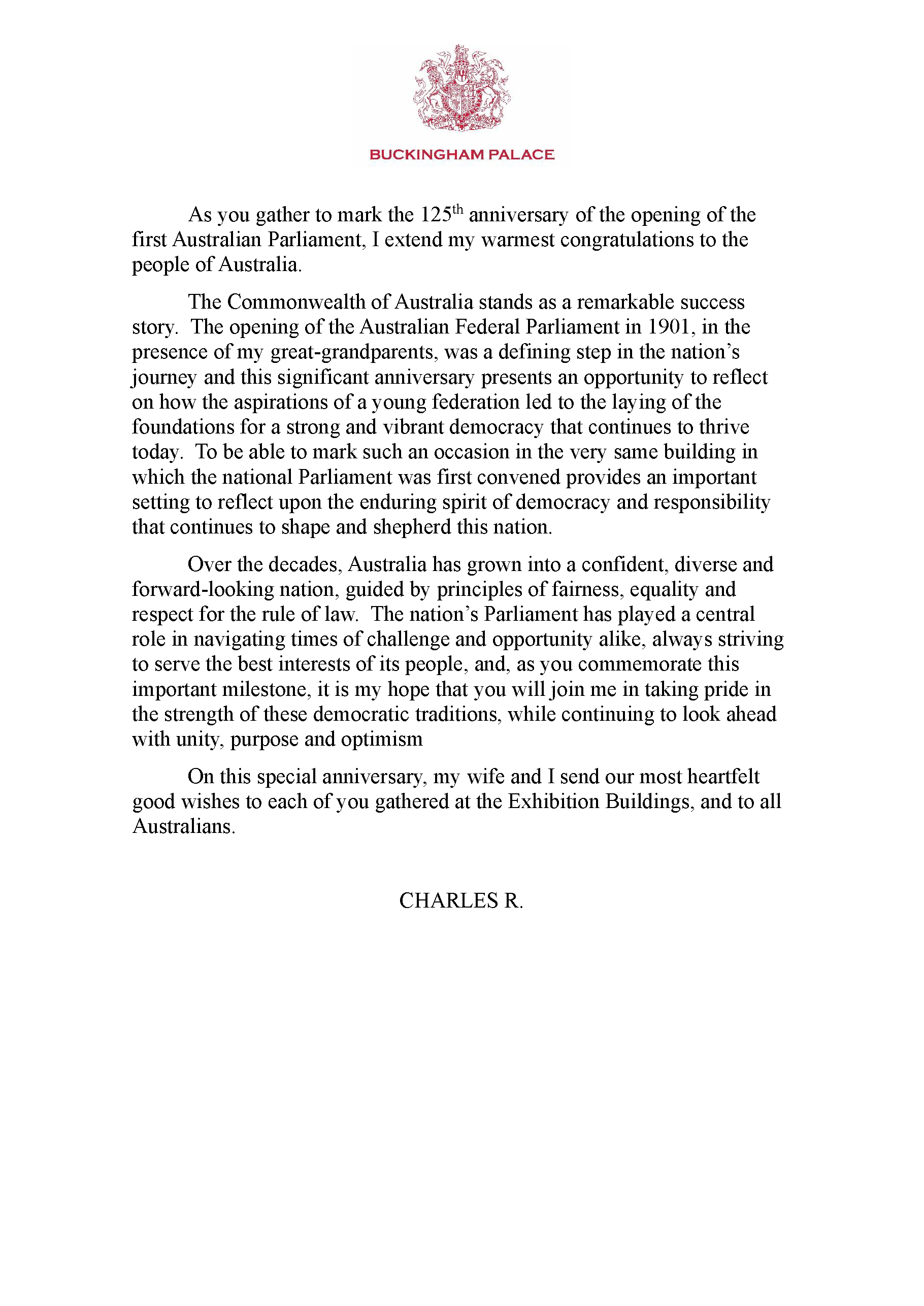 The King's message