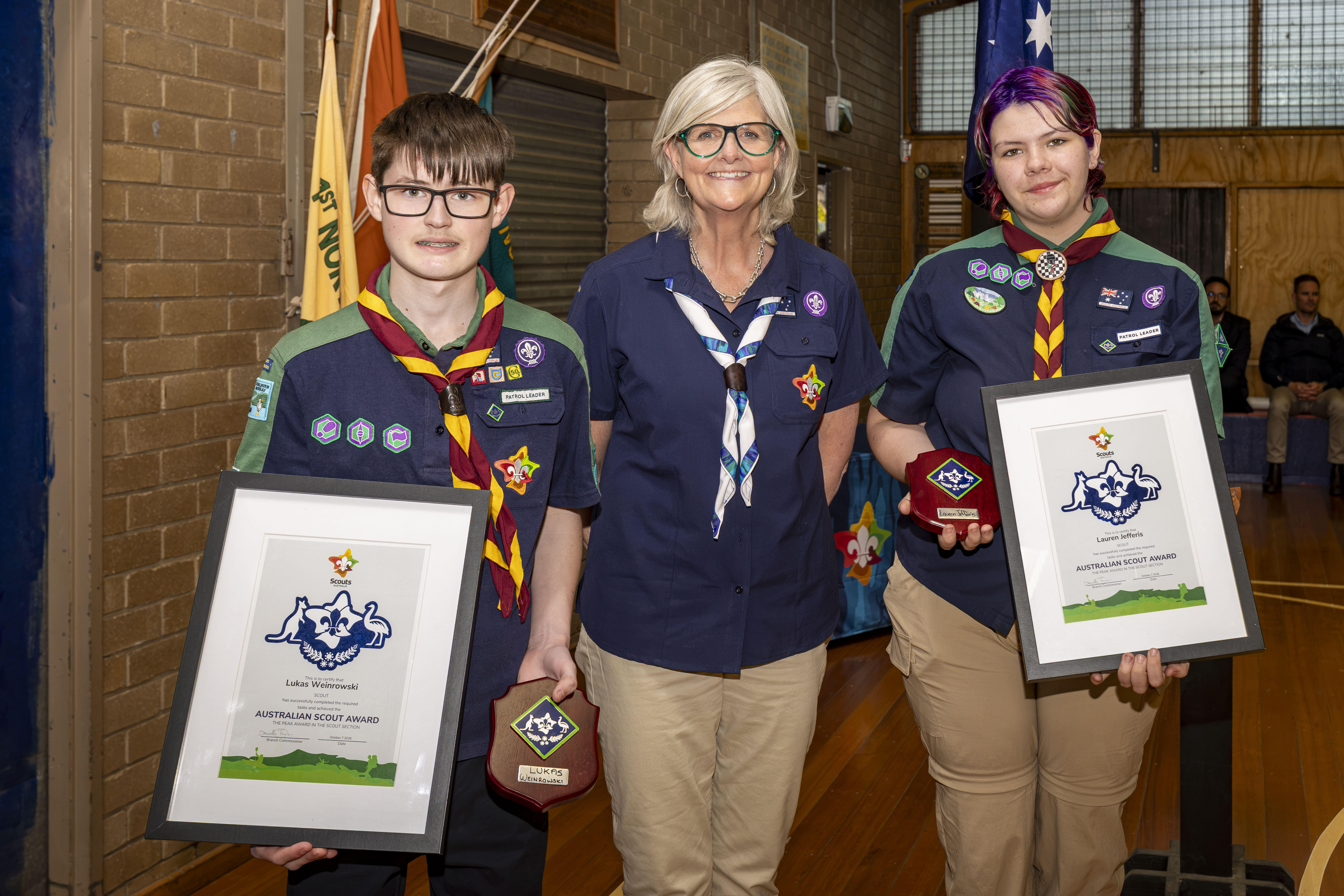 Governor-General poses with two scouts