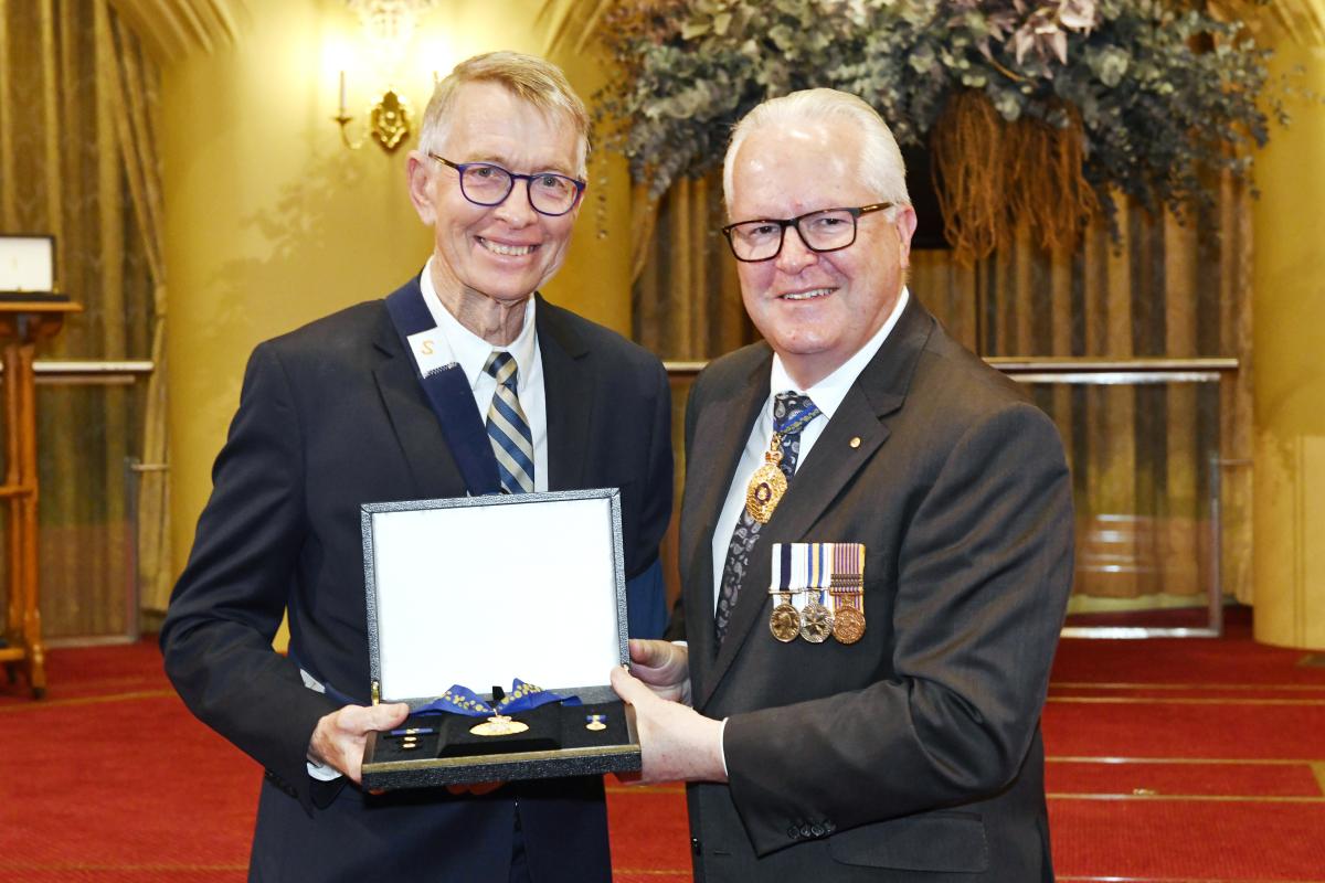 Prof Kinglsey Dixon AO received his Order of Australia from WA Governor Chris Dawson