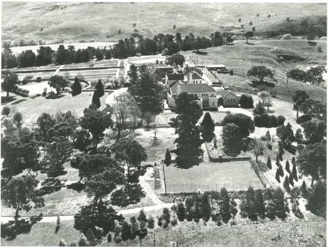 An aerial shot of Government House, taken in 1941 showing the croquet line